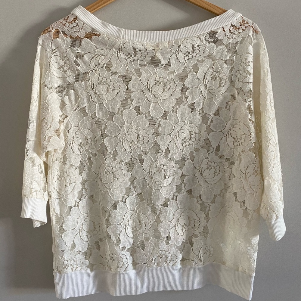 Monteau Cream Lace Top - Picture 3 of 4
